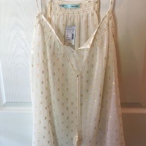 Maurice’s sheer top- white and gold details XL